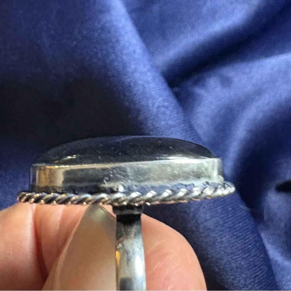 😎🌺Ring Dichroic Glass Stone Silver Blue Green Flash Statement - Picture 7 of 9